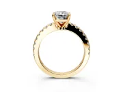 Solitaire Engagement Ring Setting for Radiant Cut Center with Single Row Accent Band and Prong Head in Yellow Gold