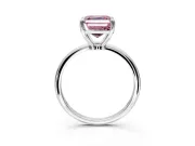 Minimalist Solitaire Engagement Ring Setting for Fancy Pink Asscher Cut Center with Thin Band and Prong Head in White Gold
