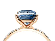 Solitaire Engagement Ring Setting for Fancy Blue Princess Cut Center with Fine Pave Accents and Prong Head in Rose Gold