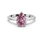 Solitaire Engagement Ring Setting for Fancy Pink Pear-Shaped Center with Knife Ridge Band and Claw Prong Head in Platinum