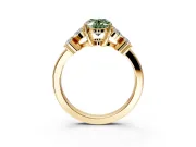 Floral Engagement Ring Setting for Fancy Green Oval Center with Marquise Cluster Shoulders and Prong Head in Yellow Gold