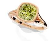Solitaire Engagement Ring Setting for Fancy Yellow Cushion Cut Center with V Split Shank and Bezel Head in Rose Gold