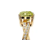 Solitaire Engagement Ring Setting for Fancy Yellow Cushion Cut Center with Twisted Pave Band and Prong Head in Yellow Gold