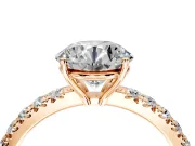 Solitaire Engagement Ring Setting for Round Cut Center with Large Accent Band and Prong Head in Rose Gold