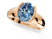 Tension Engagement Ring Setting for Fancy Blue Oval Center with Wide Flat Band and Tension Head in Rose Gold