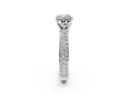 Solitaire Engagement Ring Setting for Cushion Cut Center with Domed Multi-Row Pave Band and Prong Head in Platinum