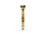 Solitaire Engagement Ring Setting for Fancy Green Cushion Cut Center with Scrollwork Band and Prong Head in Yellow Gold