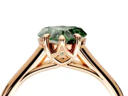 Solitaire Engagement Ring Setting for Fancy Green Heart-Shaped Center with Cathedral Band and Prong Head in Rose Gold