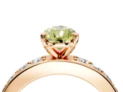 Solitaire Engagement Ring Setting for Fancy Yellow Pear-Shaped Center with Channel-Set Accents and Prong Head in Rose Gold