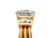 Solitaire Engagement Ring Setting for Radiant Cut Center with Grooved Bar Accent Band and Prong Head in Yellow Gold