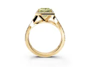 Halo Engagement Ring Setting for Fancy Yellow Princess Cut Center with Narrow Pave Split Shank and Prong Head in Yellow Gold