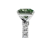 Open Basket Engagement Ring Setting for Fancy Green Radiant Cut Center with Pave Band and Prong Head in Sterling Silver