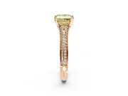 Solitaire Engagement Ring Setting for Fancy Yellow Princess Cut Center with Pave Rail Split Shank and Prong Head in Rose Gold