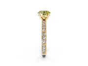 Solitaire Engagement Ring Setting for Fancy Yellow Round Cut Center with Milgrain-Edged Pave Band and Prong Head in Yellow Gold
