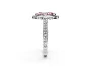 Halo Engagement Ring Setting for Fancy Pink Marquise Center with Framed Halo, Pave Band and Prong Head in White Gold