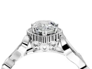 Halo Engagement Ring Setting for Pear-Shaped Center with Leaf Motif Split Shank and Prong Head in Platinum
