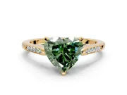 Solitaire Engagement Ring Setting for Fancy Green Heart-Shaped Center with Channel Accents and Prong Head in Yellow Gold