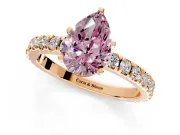 Solitaire Engagement Ring Setting for Fancy Pink Pear-Shaped Center with Fine Pave Band and Claw Prong Head in Rose Gold