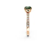 Solitaire Engagement Ring Setting for Fancy Green Cushion Cut Center with Round Cut Pave Band and Prong Head in Rose Gold