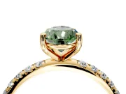 Solitaire Engagement Ring Setting for Fancy Green Pear-Shaped Center with Micro Pave Band and Prong Head in Yellow Gold