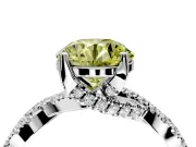 Solitaire Engagement Ring Setting for Fancy Yellow Round Cut Center with Narrow Twist Pave Band and Prong Head in Platinum