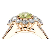 Halo Engagement Ring Setting for Fancy Yellow Pear-Shaped Center with Two-Strand Split Shank and Prong Head in Rose Gold