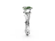 Solitaire Engagement Ring Setting for Fancy Green Pear-Shaped Center with Pave and Plain Crossover Band and Prong Head in White Gold