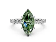 Solitaire Engagement Ring Setting for Fancy Green Marquise Center with Large Accents and Prong Head in Platinum
