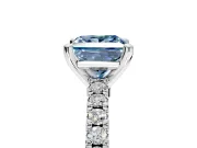 Solitaire Engagement Ring Setting for Fancy Blue Princess Cut Center with Single Row Accent Band and Prong Head in Platinum