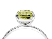 Solitaire Engagement Ring Setting for Fancy Yellow Radiant Cut Center with Pave Accents and Prong Head in White Gold