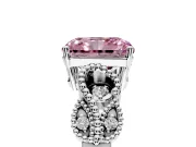 Leaf Engagement Ring Setting for Fancy Pink Princess Cut Center with Milgrain Accent Band and Prong Head in Sterling Silver
