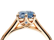 Solitaire Engagement Ring Setting for Fancy Blue Cushion Cut Center with Cathedral Band and Prong Head in Rose Gold