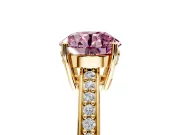 Solitaire Engagement Ring Setting for Fancy Pink Round Cut Center with Channel-Set Accent Band and Prong Head in Yellow Gold