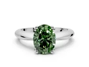 Solitaire Engagement Ring Setting for Fancy Green Oval Center with Reverse Tapered Band and Prong Head in Platinum