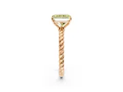Solitaire Engagement Ring Setting for Fancy Yellow Radiant Cut Center with Plain Twisted Rope Band and Prong Head in Rose Gold