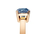 Solitaire Engagement Ring Setting for Fancy Blue Cushion Cut Center with Plain Band and Flat Tab Prong Head in Rose Gold