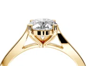 Solitaire Engagement Ring Setting for Oval Center with Tapered Shoulders and Prong Head in Yellow Gold