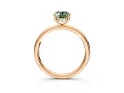 Hidden Halo Engagement Ring Setting for Fancy Green Oval Center with Thin Rounded Band and Prong Head in Rose Gold