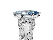 Solitaire Engagement Ring Setting for Fancy Blue Marquise Center with Filigree Accent Basket and Prong Head in Platinum