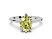 Solitaire Engagement Ring Setting for Fancy Yellow Pear-Shaped Center with Cathedral Band and Prong Head in Sterling Silver
