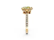Halo Engagement Ring Setting for Fancy Yellow Pear-Shaped Center with Openwork Halo, Pave Band and Prong Head in Yellow Gold