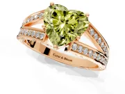 Split Shank Engagement Ring Setting for Fancy Yellow Heart-Shaped Center with Pave Split Shank and Prong Head in Rose Gold