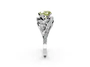 Halo Engagement Ring Setting for Fancy Yellow Heart-Shaped Center with Marquise and Pave Bypass Band and Prong Head in White Gold