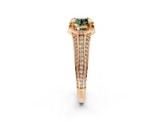 Solitaire Engagement Ring Setting for Fancy Green Round Cut Center with Accented Split Shank and Prong Head in Rose Gold