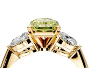 3 Stone Engagement Ring Setting for Fancy Yellow Radiant Cut Center with Large Pear-Shaped Accents and Prong Head in Yellow Gold