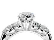 5 Stone Engagement Ring Setting for Marquise Center with Graduated Accents and Prong Head in Sterling Silver