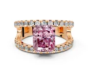 Solitaire Engagement Ring Setting for Fancy Pink Radiant Cut Center with Wide-Open Split Shank and Prong Head in Rose Gold