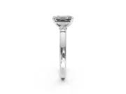 Solitaire Engagement Ring Setting for Emerald Cut Center with Beaded Shoulders and Prong Head in Platinum