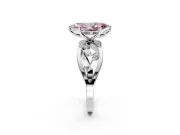 Solitaire Engagement Ring Setting for Fancy Pink Marquise Center with Criss-Cross Accent Band and Prong Head in White Gold