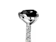 Solitaire Engagement Ring Setting for Fancy Black Heart-Shaped Center with Pave Accents and Prong Head in Platinum